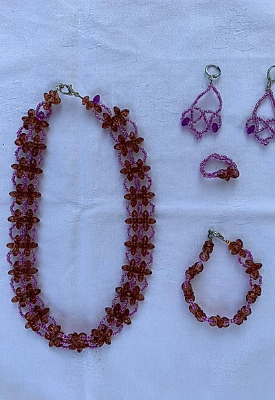 Parure ambre & rose